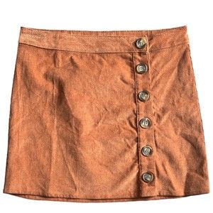 Rue21 Mini Corduroy Skirt Women's Small Cinnamon Brown Button Front Skirt Boho